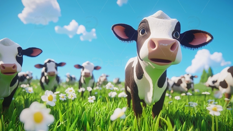 高清大图下载【趣麦麦图】卡通奶牛