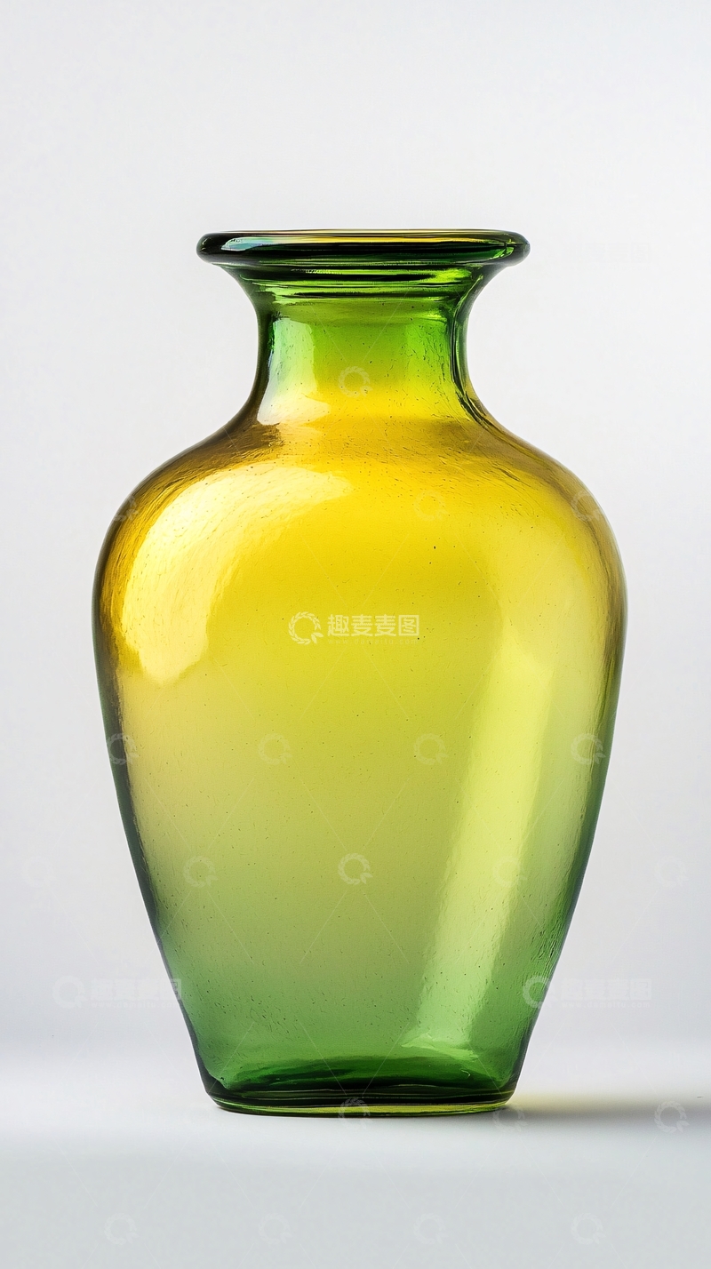 高清大图下载【趣麦麦图】黄绿色渐变玻璃花瓶