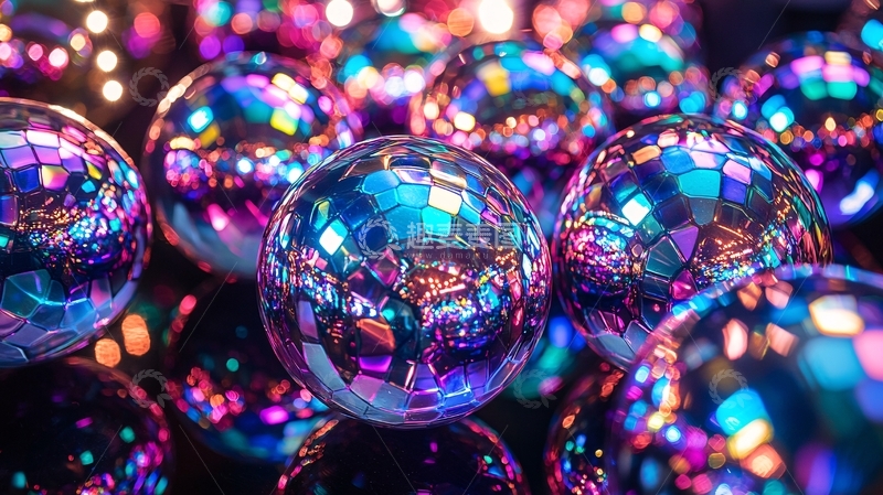 高清大图下载【趣麦麦图】彩色反光球体堆积