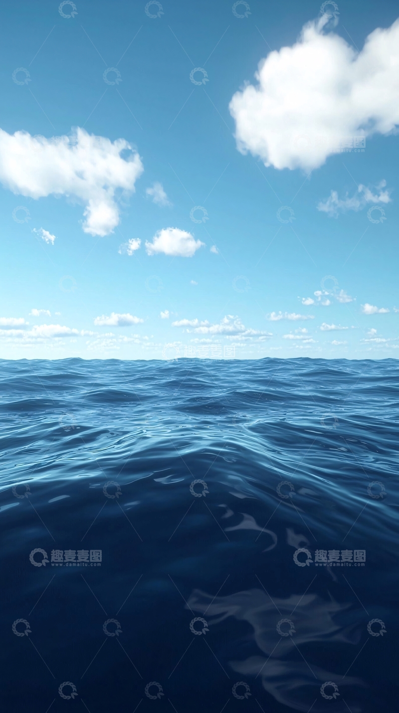 高清大图下载【趣麦麦图】湛蓝大海平静水面