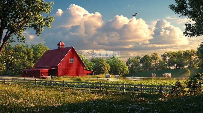 高清大图下载【趣麦麦图】红房子乡村田园风光