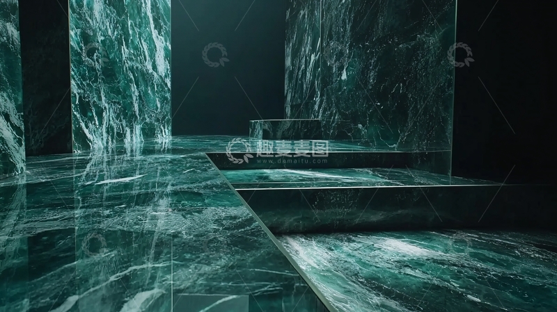 高清大图下载【趣麦麦图】深绿色大理石材质抽象背景