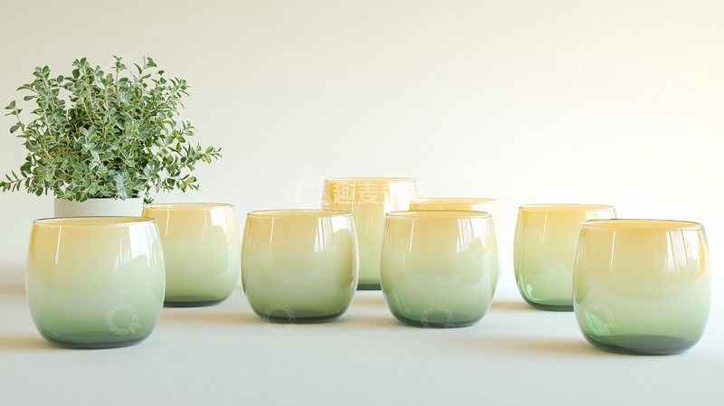 高清大图下载【趣麦麦图】渐变色玻璃杯