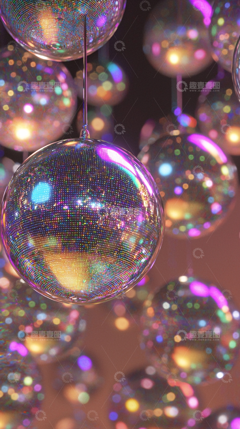 高清大图下载【趣麦麦图】梦幻泡泡球灯光背景