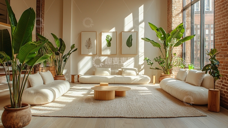 高清大图下载【趣麦麦图】室内植物明亮客厅