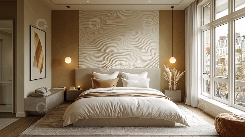 高清大图下载【趣麦麦图】米色现代卧室