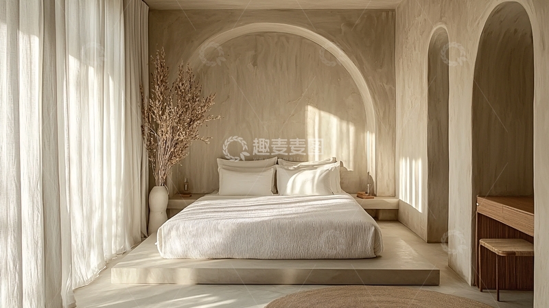 高清大图下载【趣麦麦图】米色系卧室