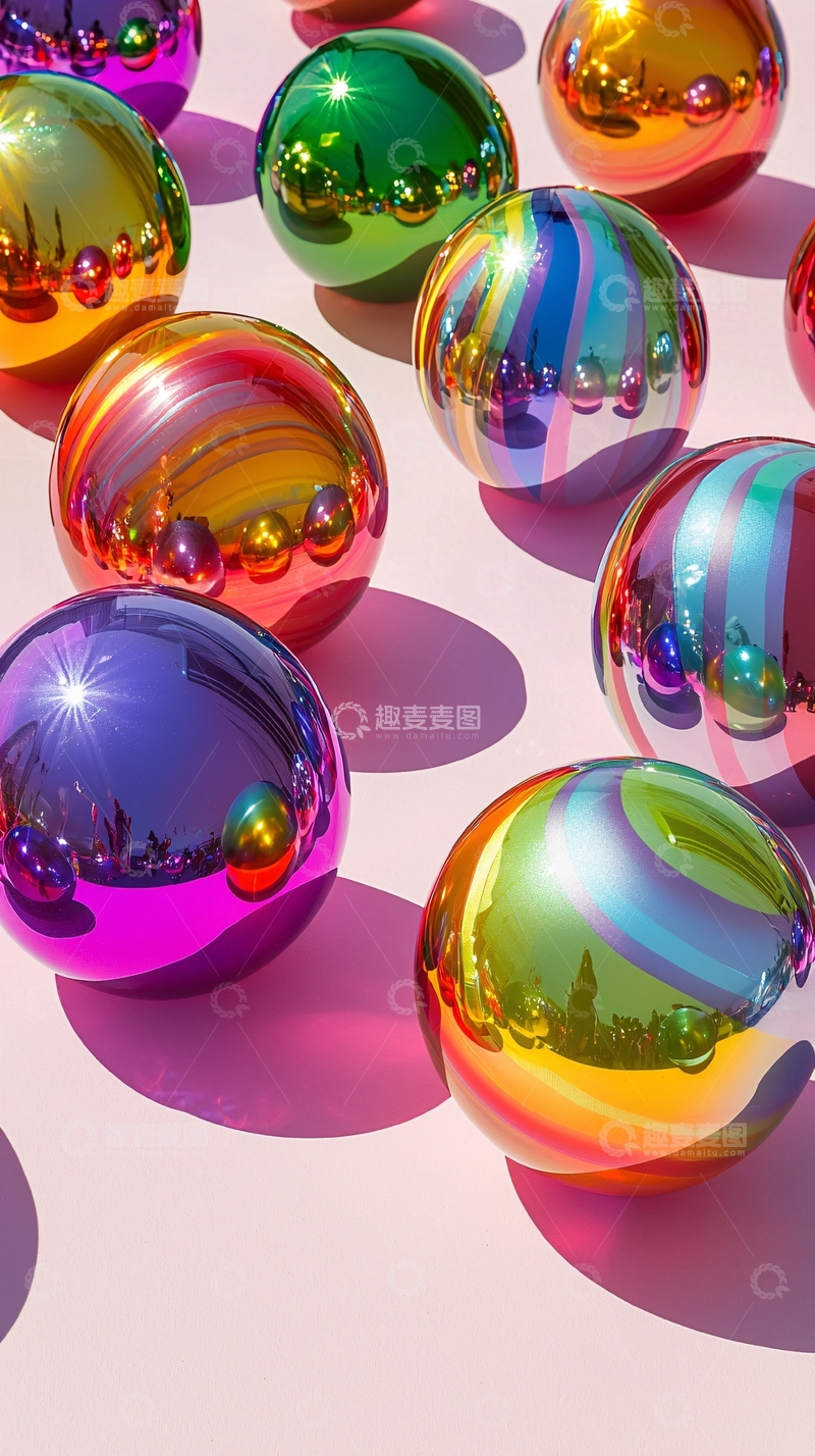 高清大图下载【趣麦麦图】彩色镜面球体