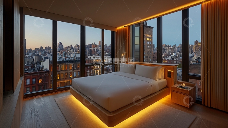 高清大图下载【趣麦麦图】城市夜景卧室