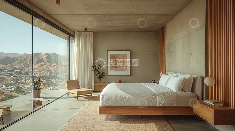高清大图下载【趣麦麦图】卧室落地窗景观