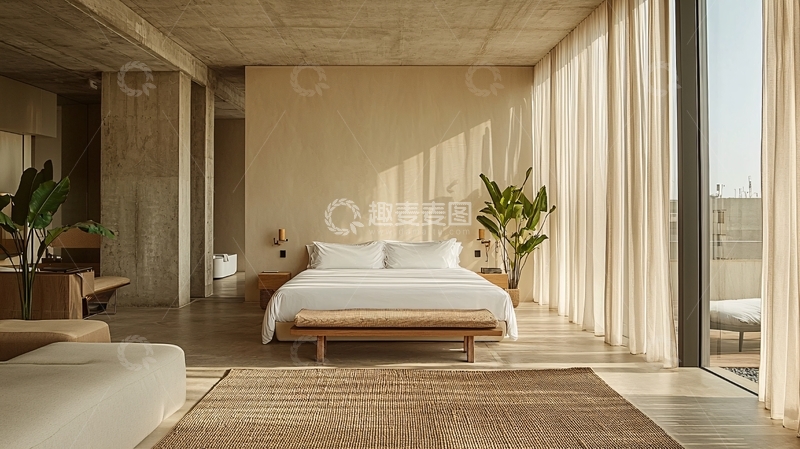 高清大图下载【趣麦麦图】简约米色调卧室