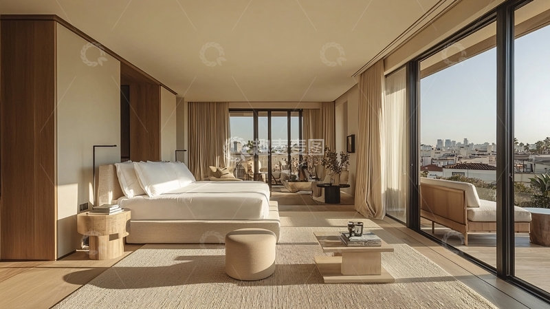 高清大图下载【趣麦麦图】极简风酒店套房卧室