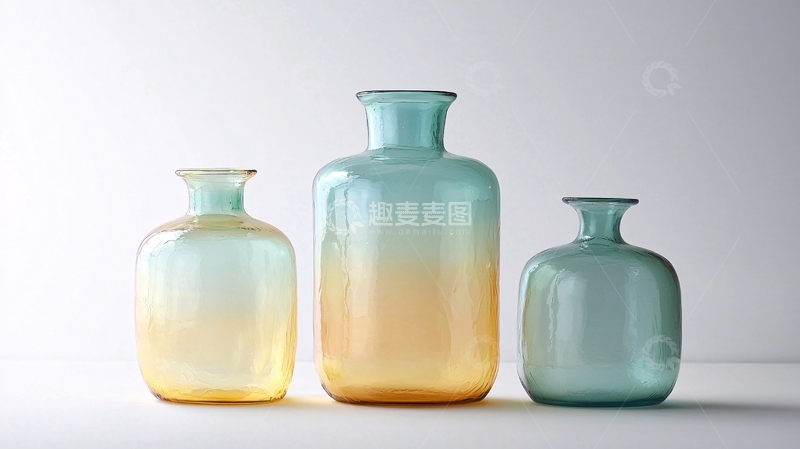 高清大图下载【趣麦麦图】渐变色玻璃花瓶