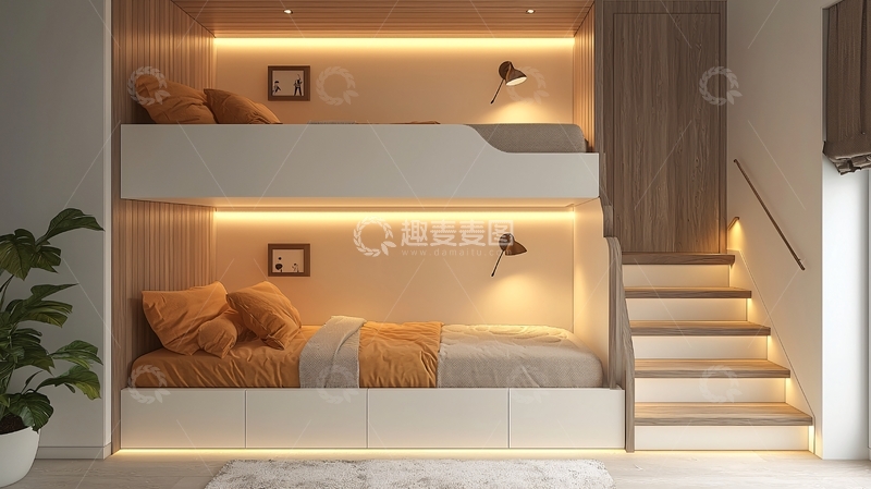 高清大图下载【趣麦麦图】简约双层儿童床