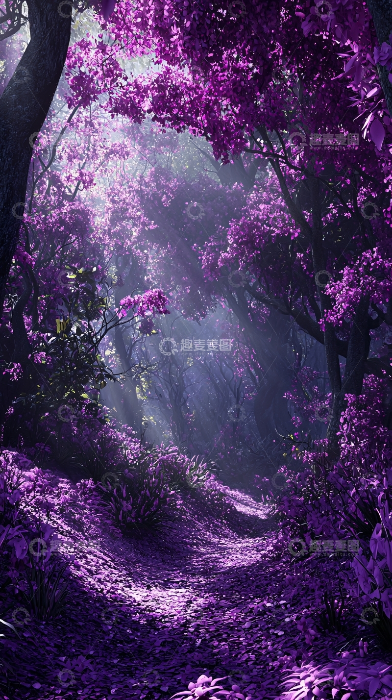 高清大图下载【趣麦麦图】紫色梦幻森林