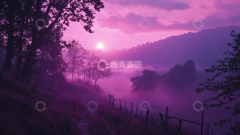 高清大图下载【趣麦麦图】紫色日落