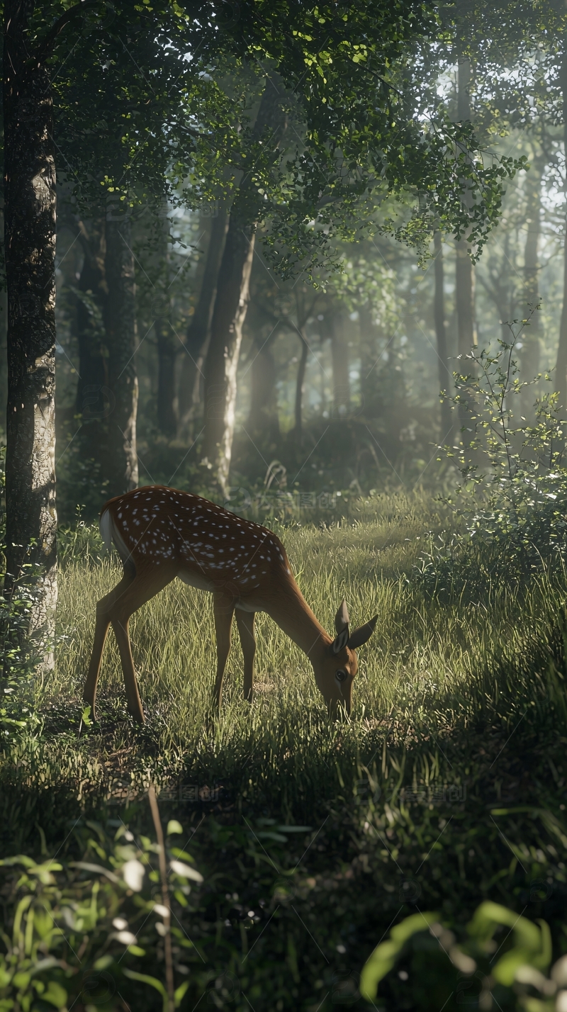 高清大图下载【趣麦麦图】森林小鹿