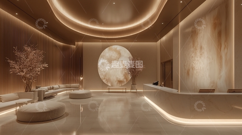 高清大图下载【趣麦麦图】米色系高级酒店大堂