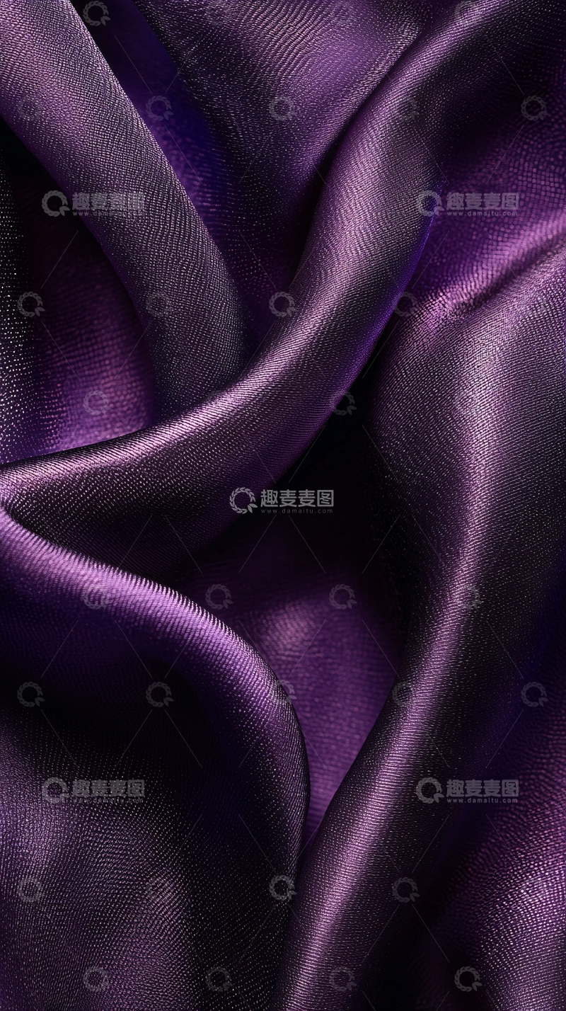 高清大图下载【趣麦麦图】紫色丝绸褶皱质感