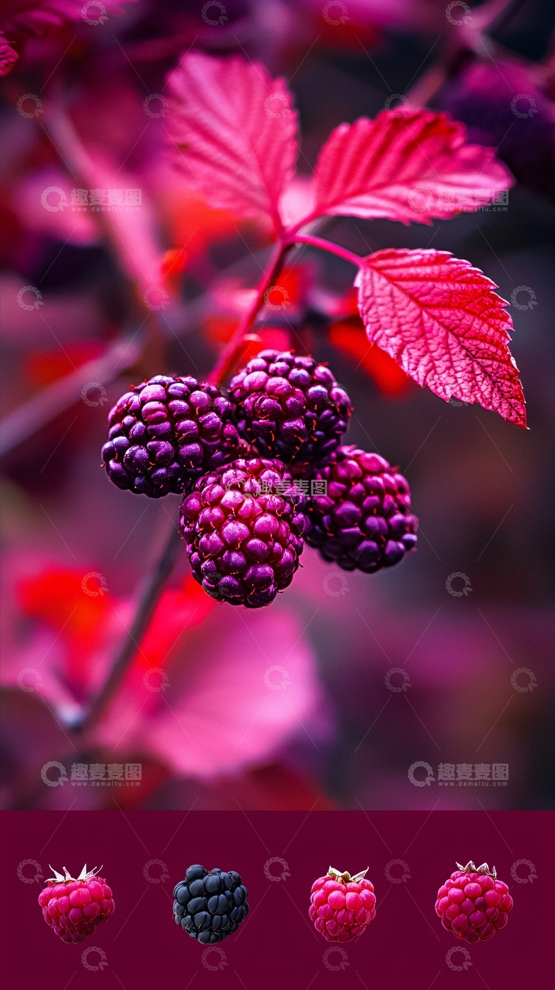 高清大图下载【趣麦麦图】红叶覆盆子特写