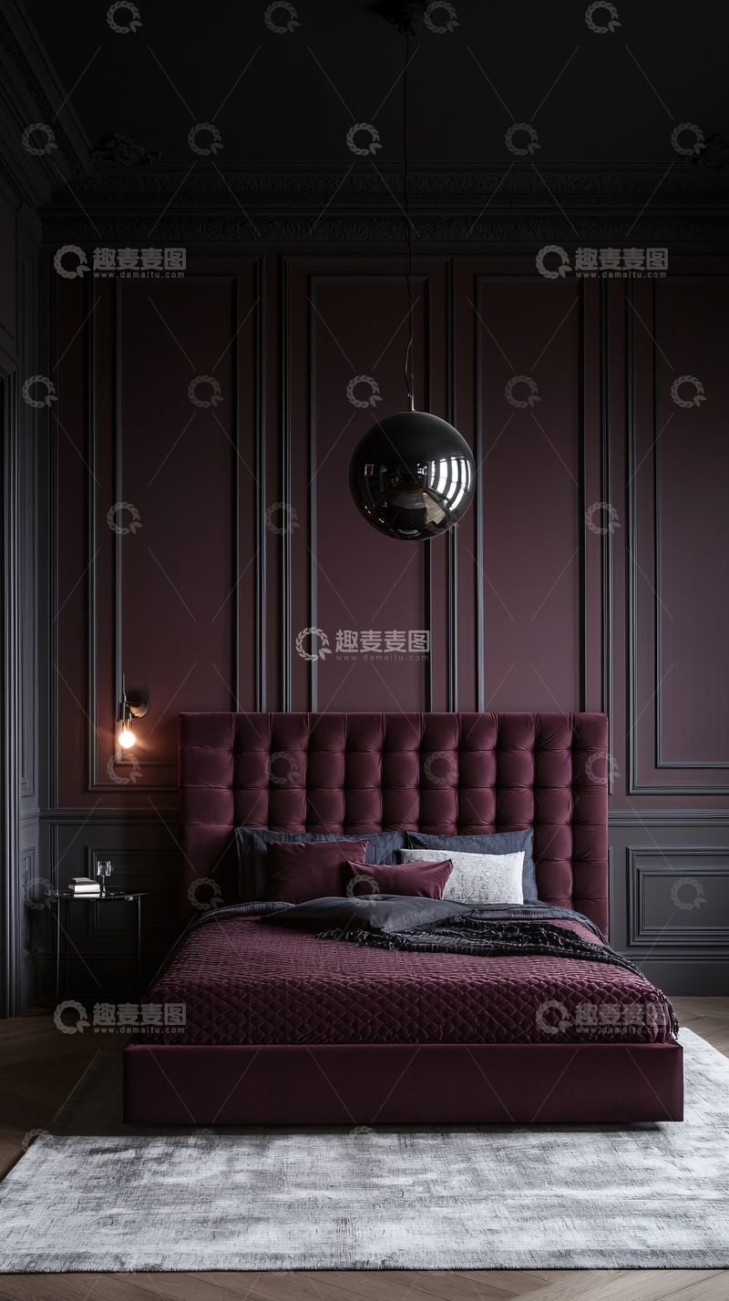 高清大图下载【趣麦麦图】暗色系奢华卧室
