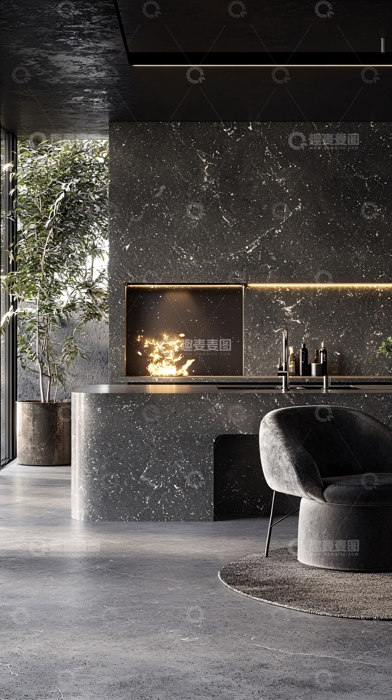 高清大图下载【趣麦麦图】极简黑色系室内设计