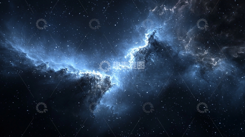 高清大图下载【趣麦麦图】深蓝色宇宙星云