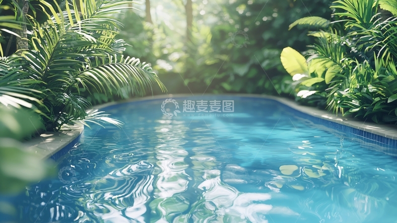 高清大图下载【趣麦麦图】热带雨林泳池
