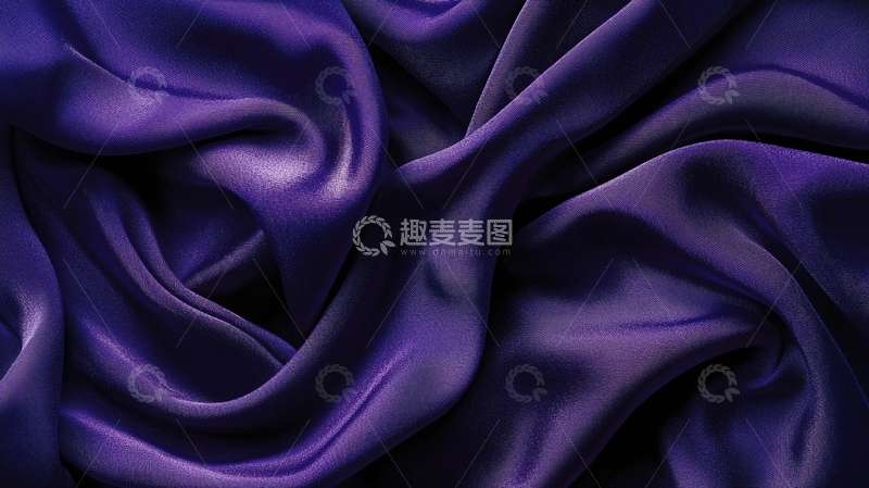 高清大图下载【趣麦麦图】深紫色丝绸布料褶皱质感