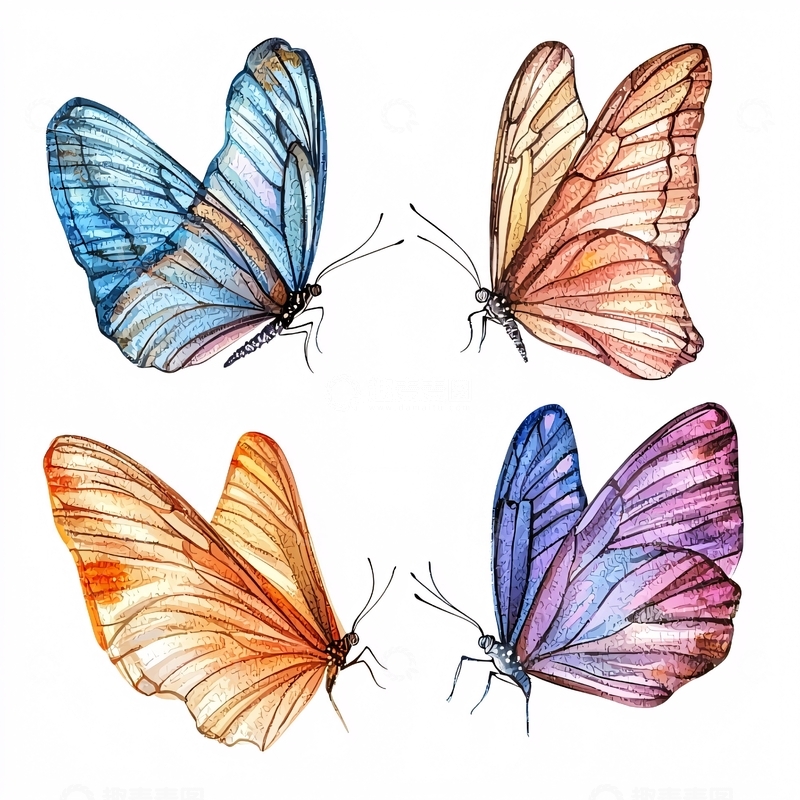 高清大图下载【趣麦麦图】水彩蝴蝶