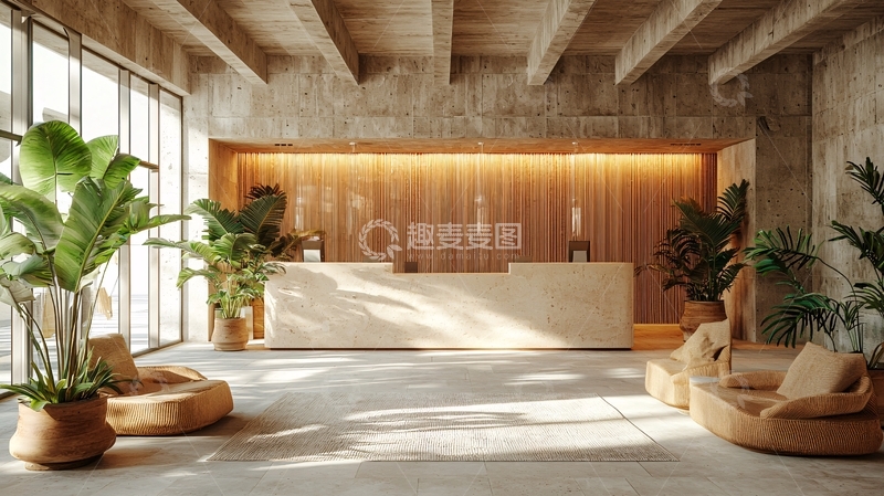 高清大图下载【趣麦麦图】接待台与绿色植物