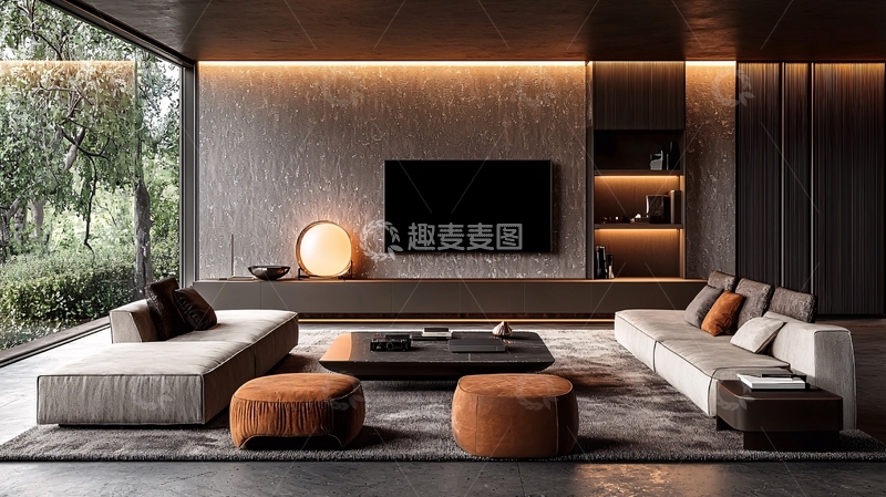 高清大图下载【趣麦麦图】现代简约客厅全景