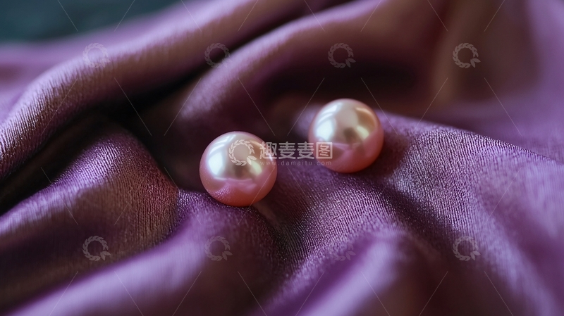 高清大图下载【趣麦麦图】粉色珍珠耳钉