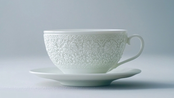 白色浮雕茶杯