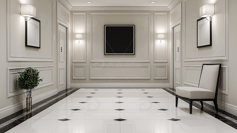 高清大图下载【趣麦麦图】白色典雅室内走廊