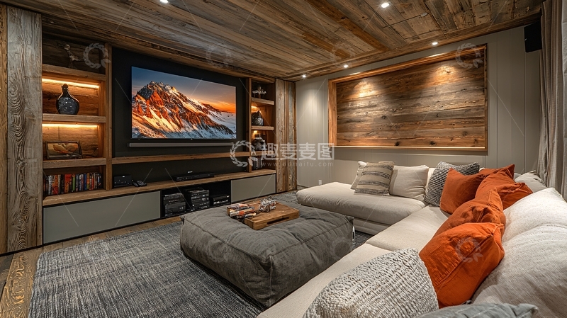 高清大图下载【趣麦麦图】温馨木质家庭影院