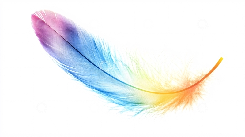 高清大图下载【趣麦麦图】白色背景上的多彩羽毛