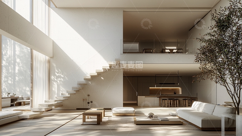 高清大图下载【趣麦麦图】极简主义现代客厅