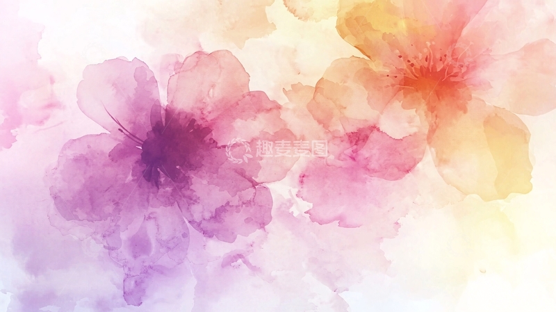 高清大图下载【趣麦麦图】水彩花卉背景8