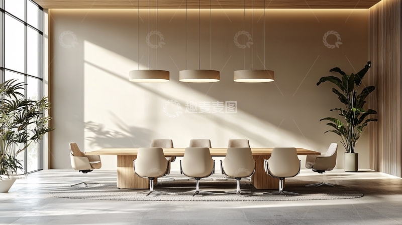 高清大图下载【趣麦麦图】阳光下的极简会议室
