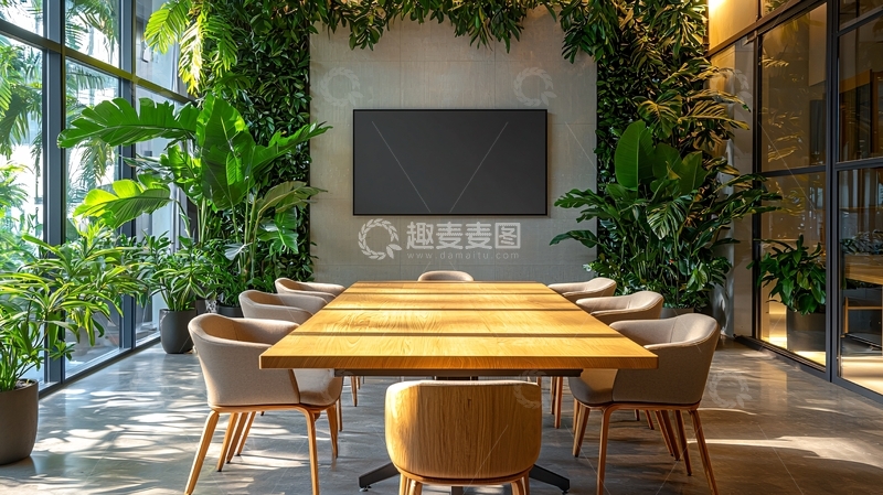 高清大图下载【趣麦麦图】绿色植物环绕的会议室