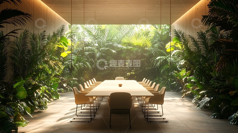 高清大图下载【趣麦麦图】绿色植物环绕的会议室