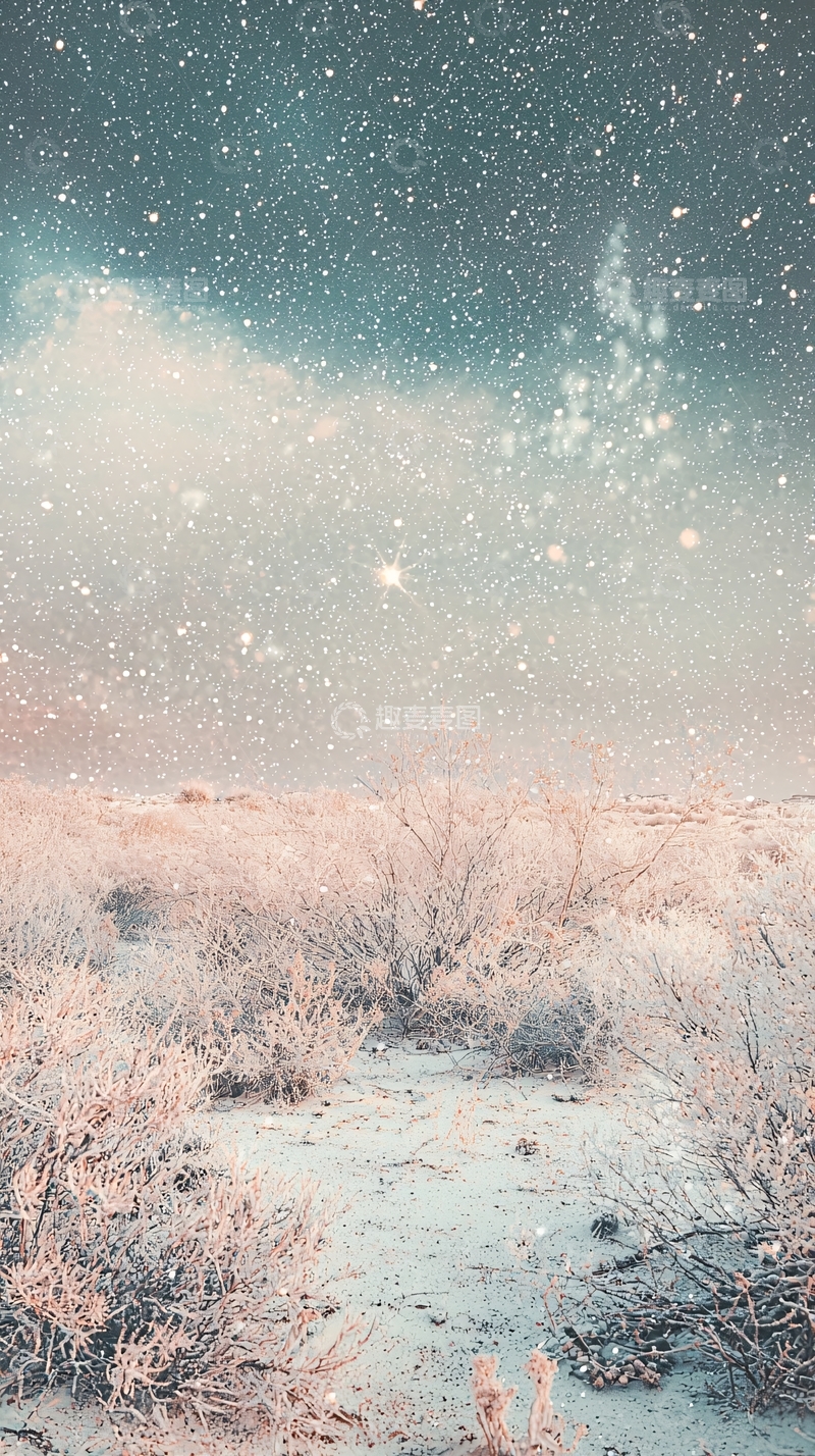 高清大图下载【趣麦麦图】梦幻星空下粉红色沙漠