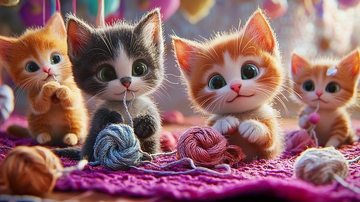 萌宠猫咪玩毛线