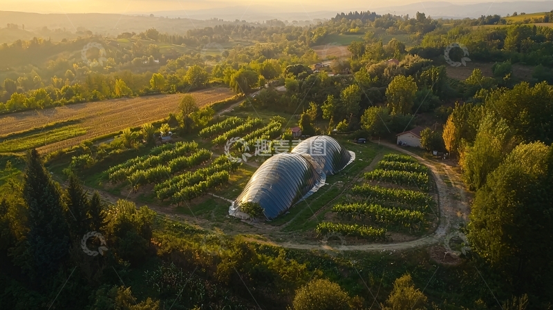 高清大图下载【趣麦麦图】山谷中的现代化温室