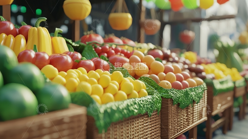 高清大图下载【趣麦麦图】水果蔬菜摊位