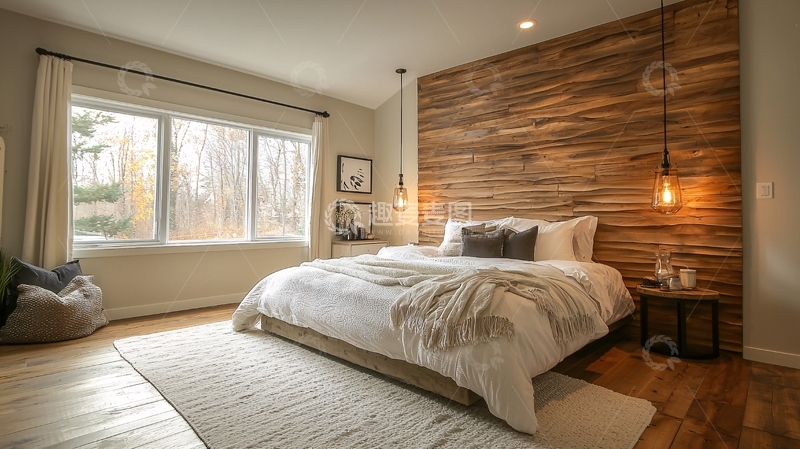 高清大图下载【趣麦麦图】卧室木质背景墙