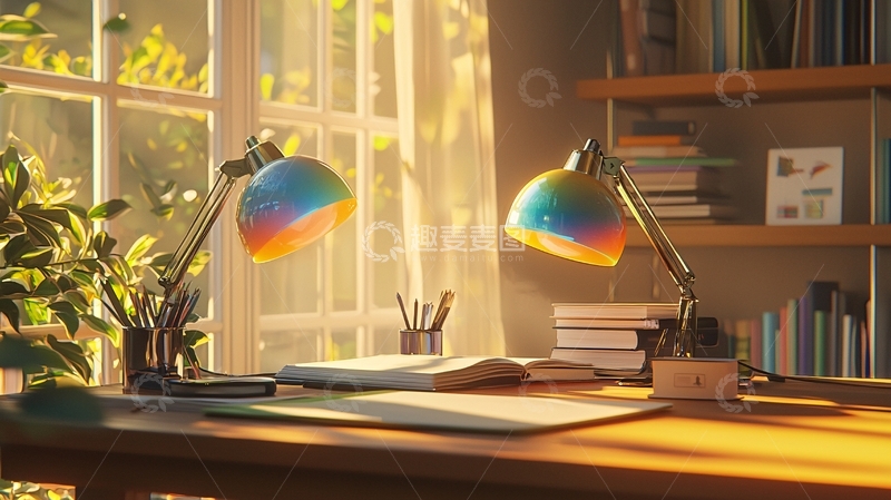 高清大图下载【趣麦麦图】阳光洒满书桌