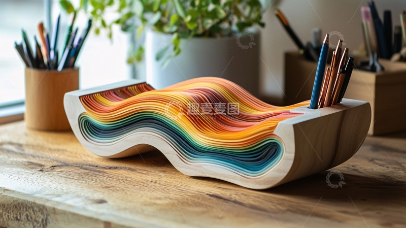 高清大图下载【趣麦麦图】彩色木质笔筒