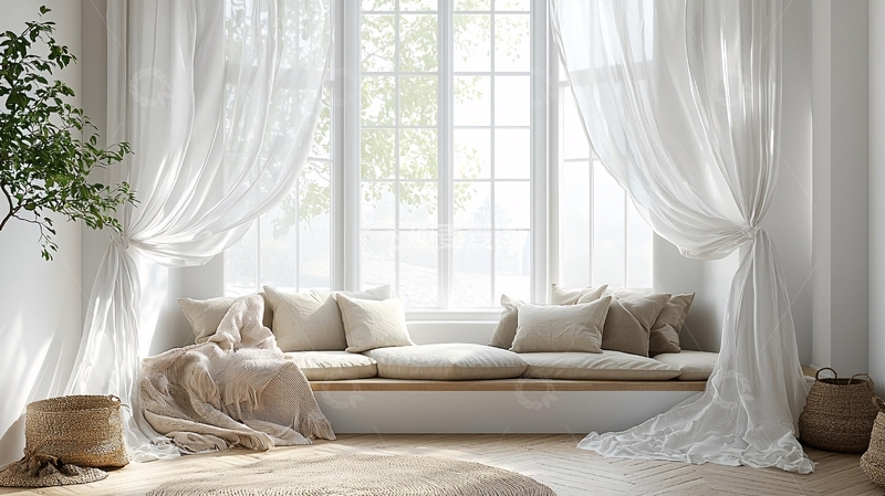 高清大图下载【趣麦麦图】明亮采光窗边休息区